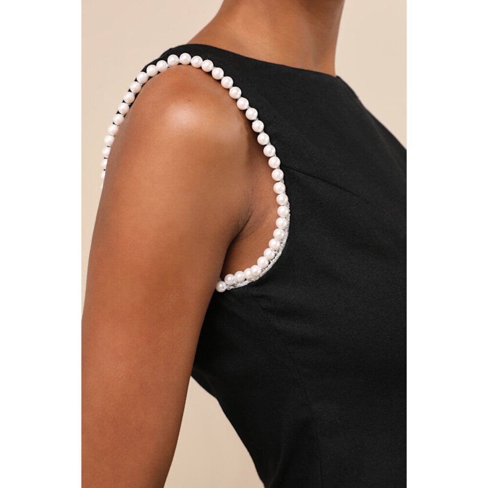 Lulus Larina Black Pearl Trim Tank Top - Size S